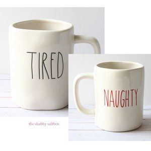 Rae Dunn Artisan by Magenta Coffee Mug 20 Oz Tired Naughty Double Sided Novelty